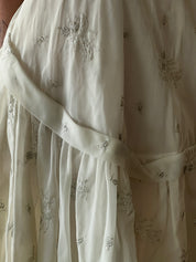 50s Embroidered Silver Blossom Mini