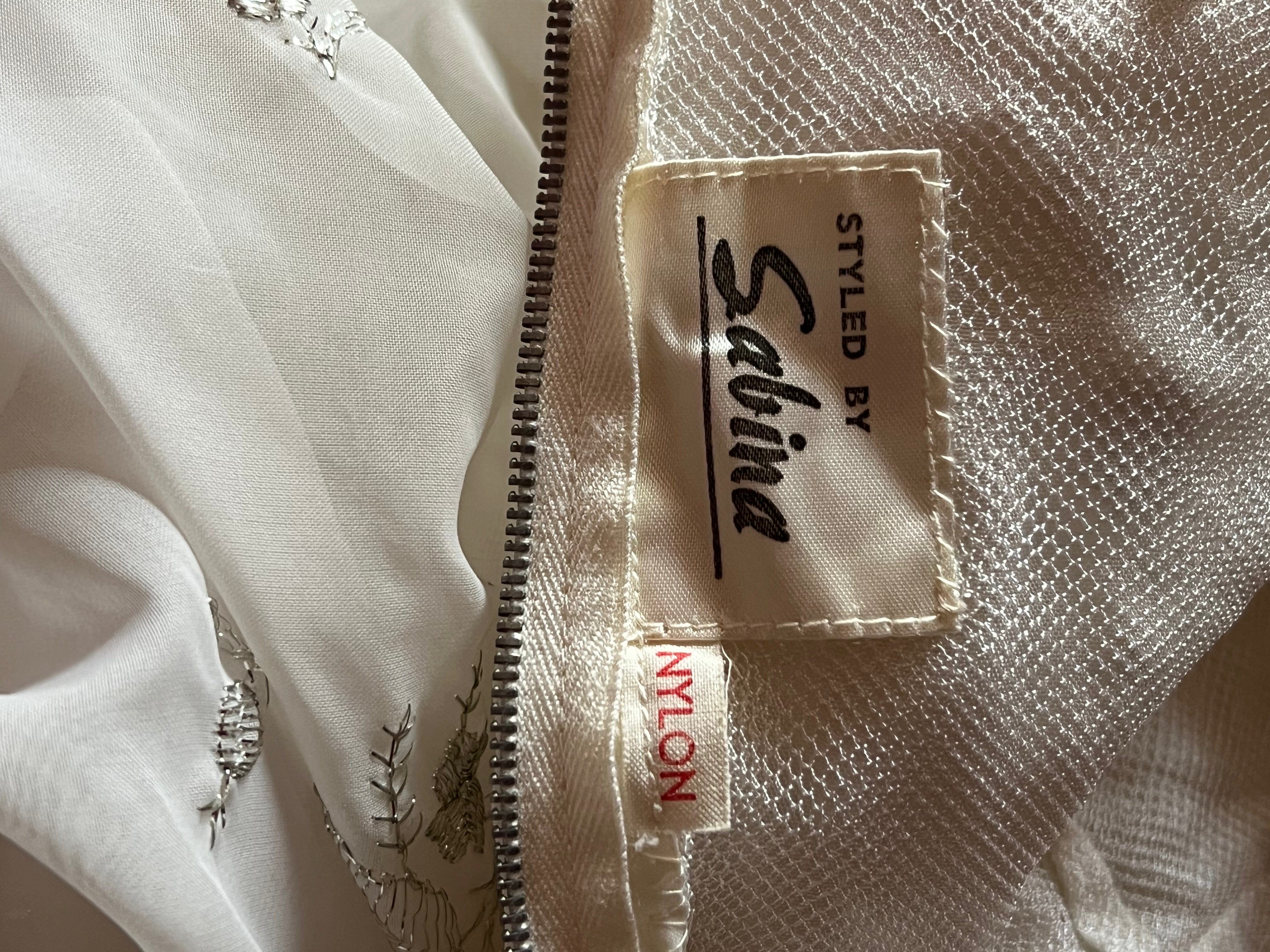 50s Embroidered Silver Blossom Mini