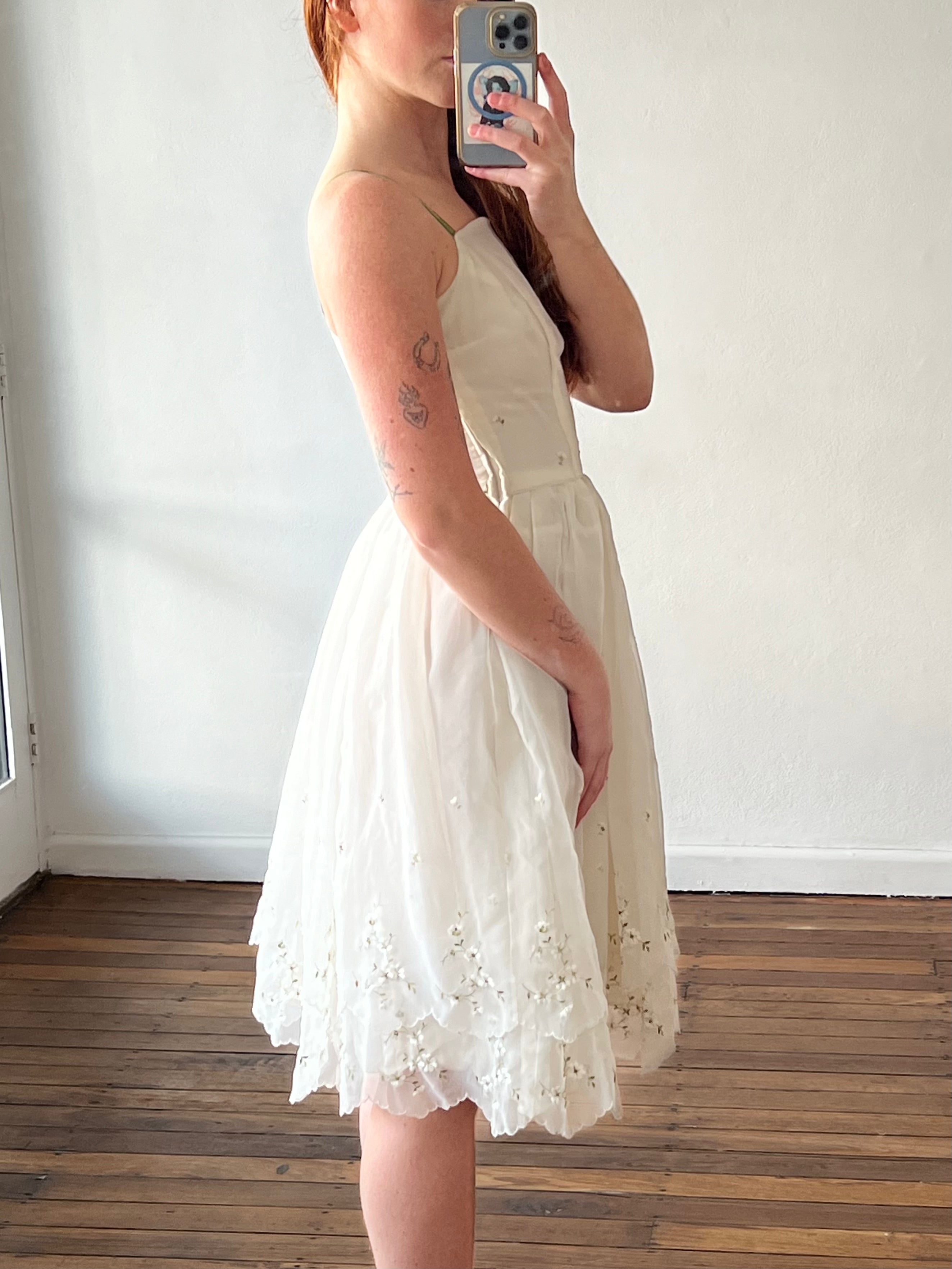 50s Embroidered Blossom Tiered Mini