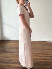 90s Lanvin Pale Pink Asymmetrical Pleat Shift Dress