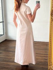 90s Lanvin Pale Pink Asymmetrical Pleat Shift Dress