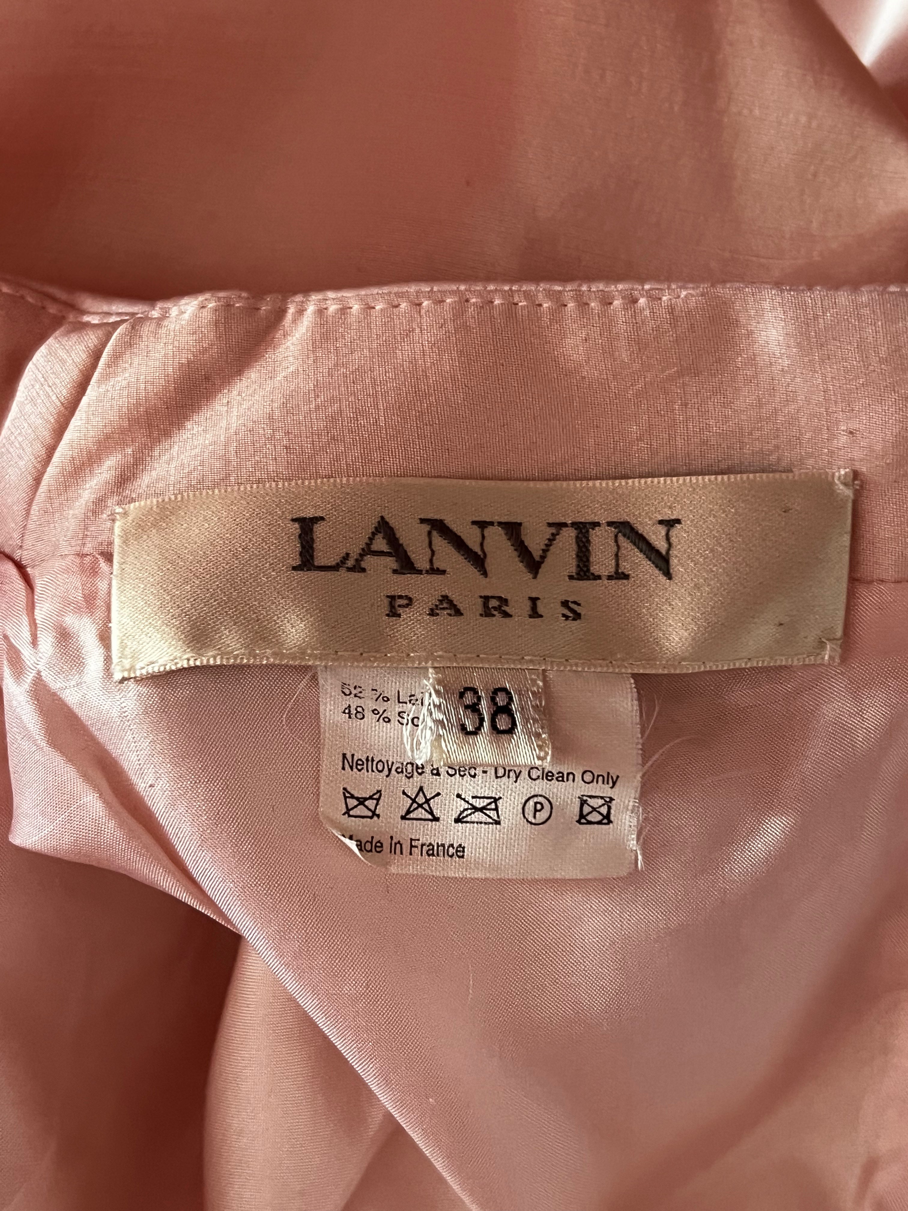 90s Lanvin Pale Pink Asymmetrical Pleat Shift Dress