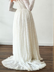 60s Alençon Lace Tulle Ruffle Trim Dress
