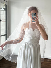 50s Strapless Floral Cut-out Bodice Taffeta Dress