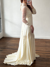 70s William Cahill Silk and Venetian Lace Dress