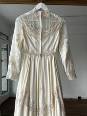 70s William Cahill Silk and Venetian Lace Dress