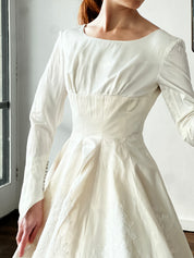 50s Lace Detail Empire Long Sleeve Ballgown