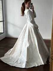 50s Lace Detail Empire Long Sleeve Ballgown