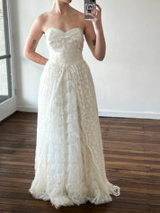 50s Strapless Tiered Tulle Polonaise dress