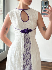 70s Lace Violet Detail Keyhole Dress
