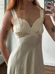 30s Silk Satin Sweetheart Midi Slip