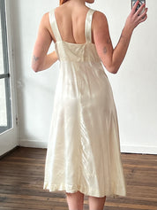 30s Silk Satin Sweetheart Midi Slip