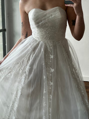 50s Strapless Lace Detail Tulle Dress