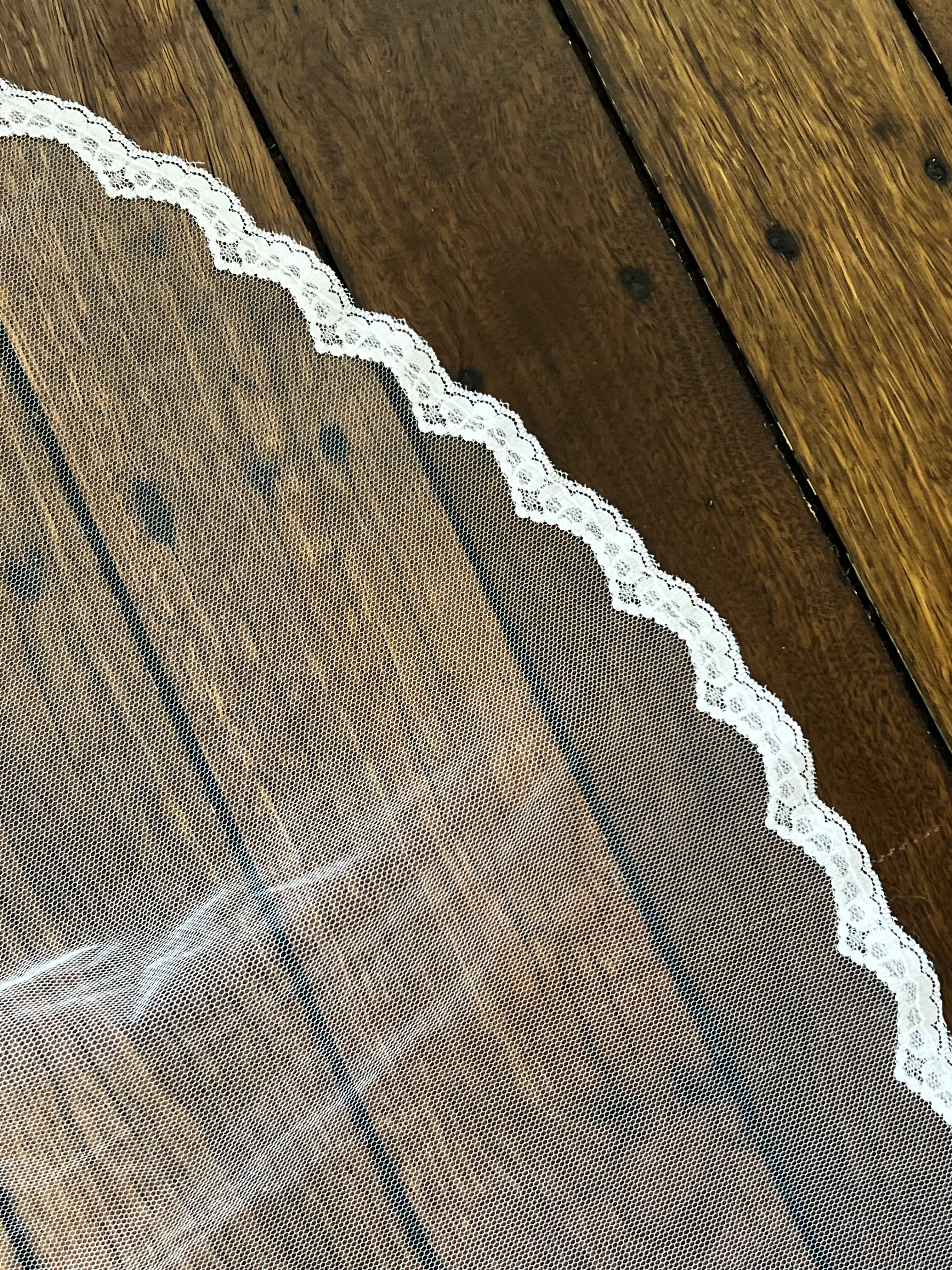 60s Lace Trim Cathedral Veil with Blusher