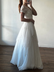 1941 Tambour Silk Tulle and Lace Dress