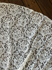 1940s Strapless Lace Basque Waist Dress