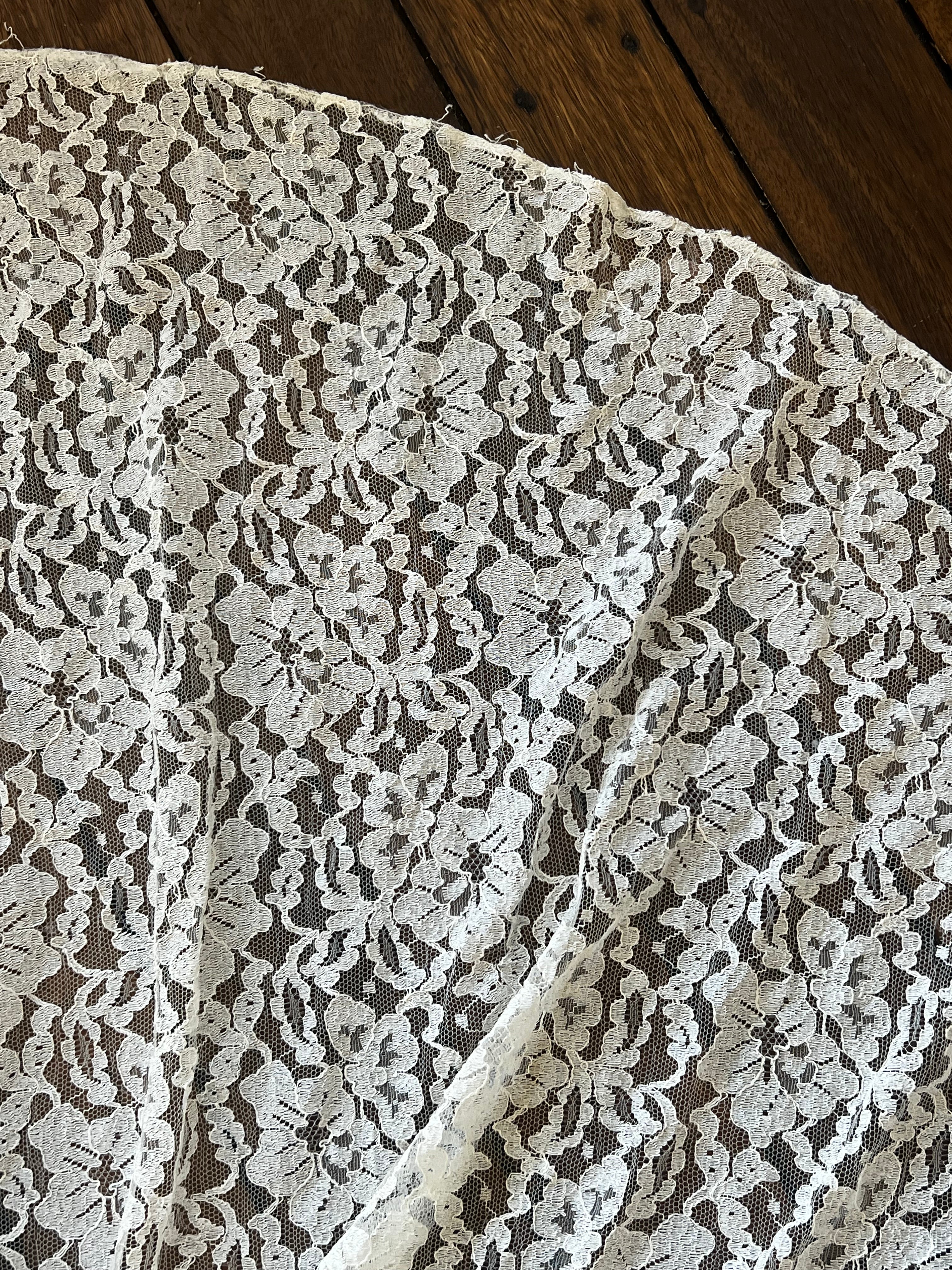 1940s Strapless Lace Basque Waist Dress