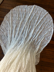 1940s Strapless Lace Basque Waist Dress