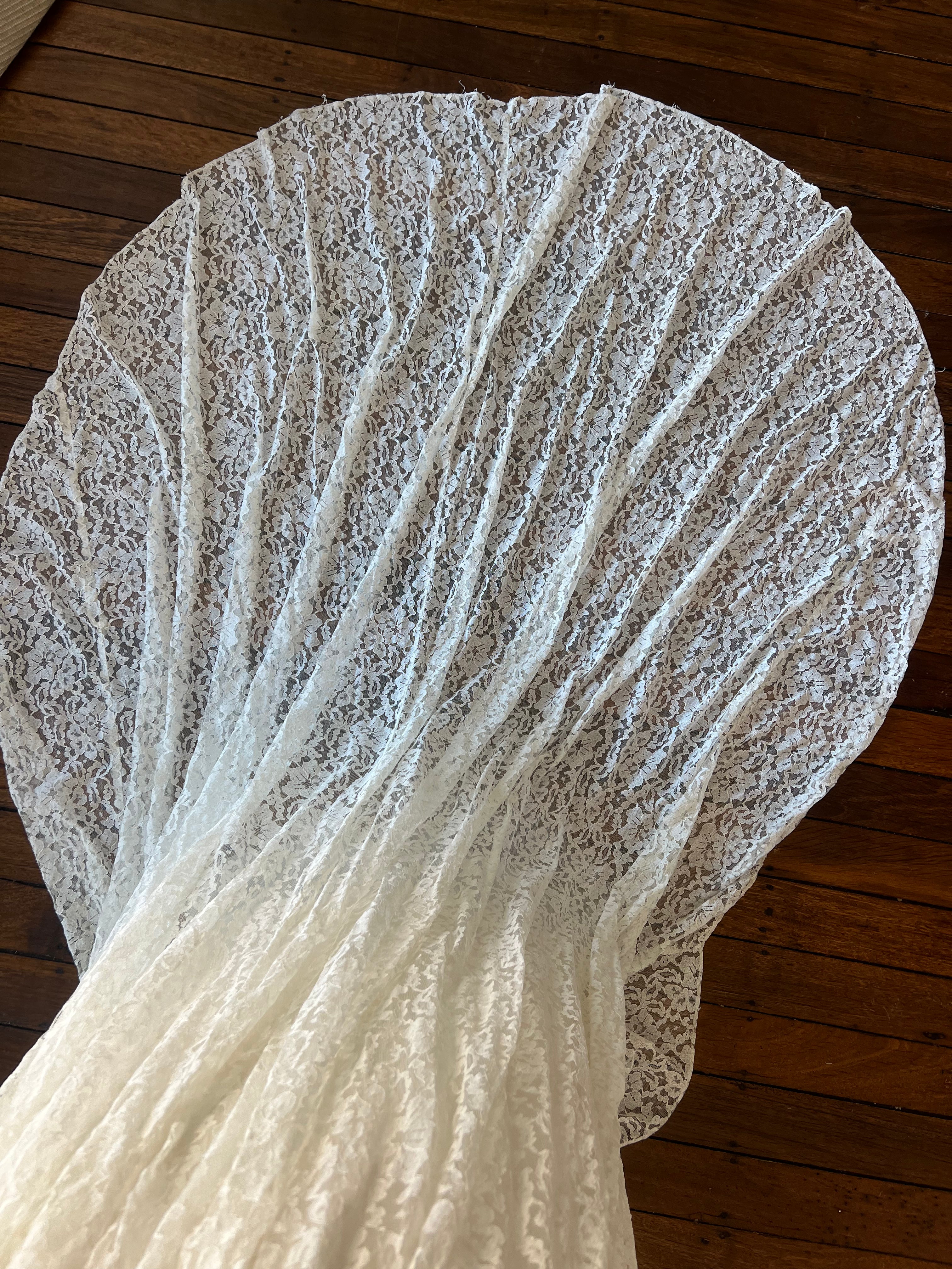 1940s Strapless Lace Basque Waist Dress