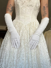 50s Flower Detail Elbow Gloves