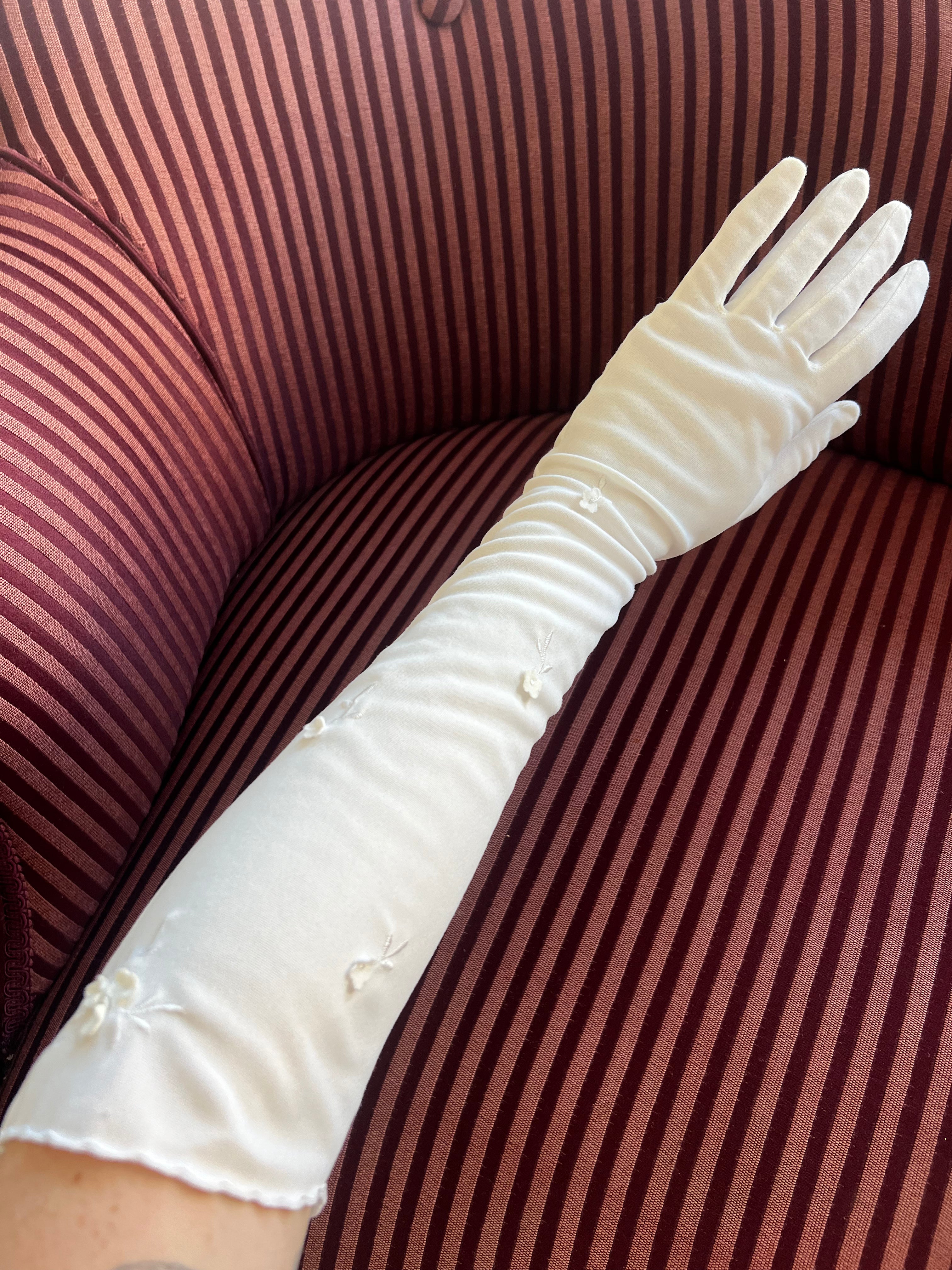 50s Flower Detail Elbow Gloves