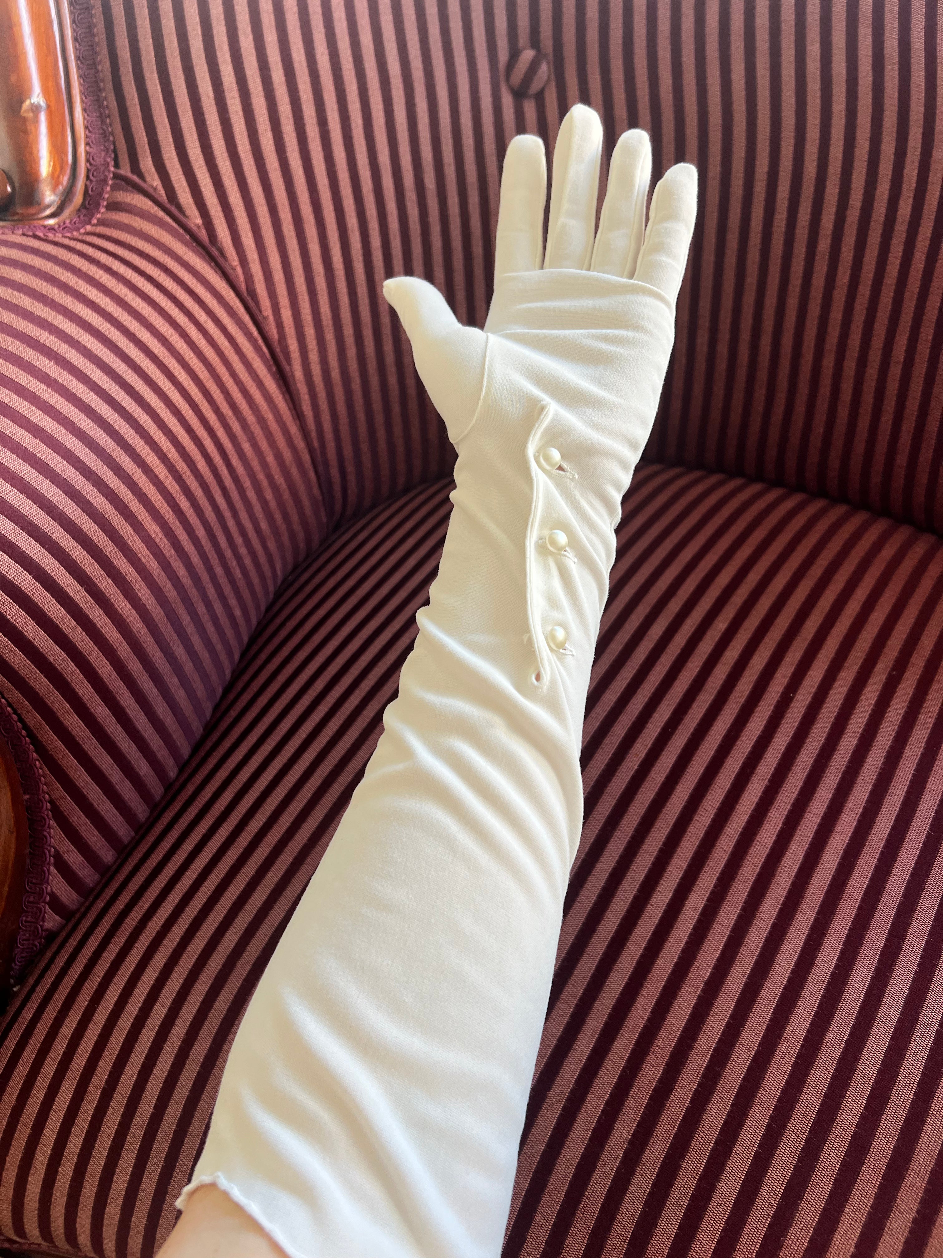 50s Flower Detail Elbow Gloves