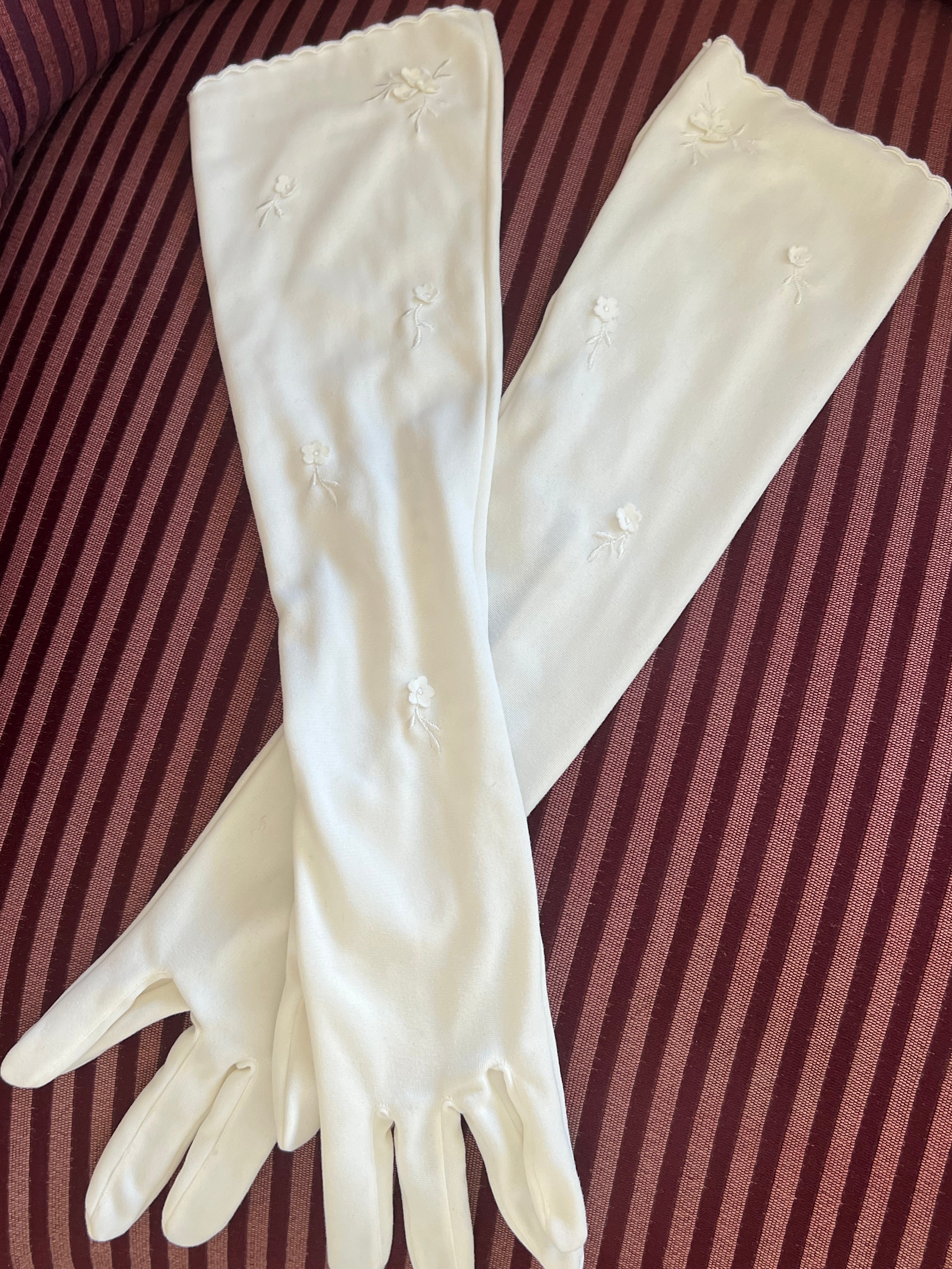 50s Flower Detail Elbow Gloves
