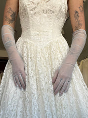 50s Pale Blue Sheer Elbow Gloves