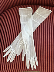 50s Pale Blue Sheer Elbow Gloves