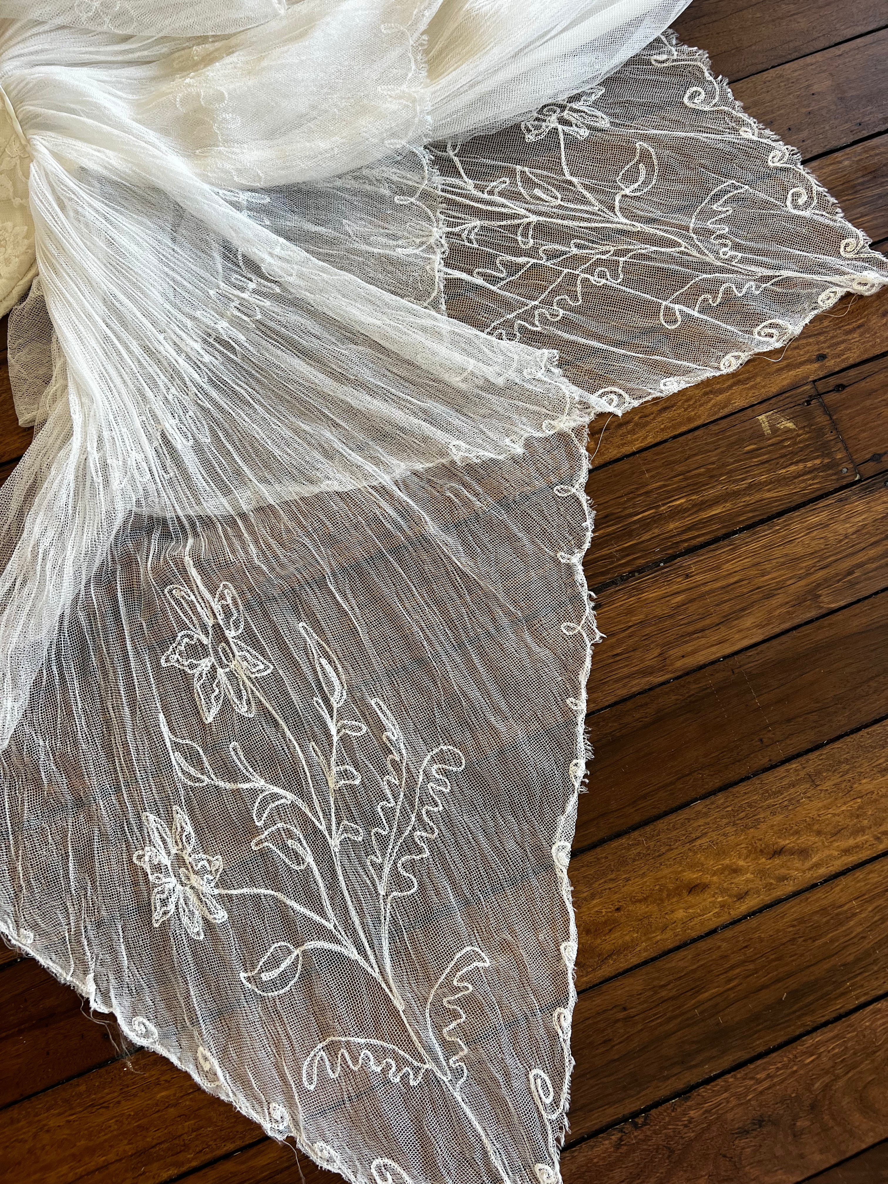 1941 Tambour Silk Tulle and Lace Dress
