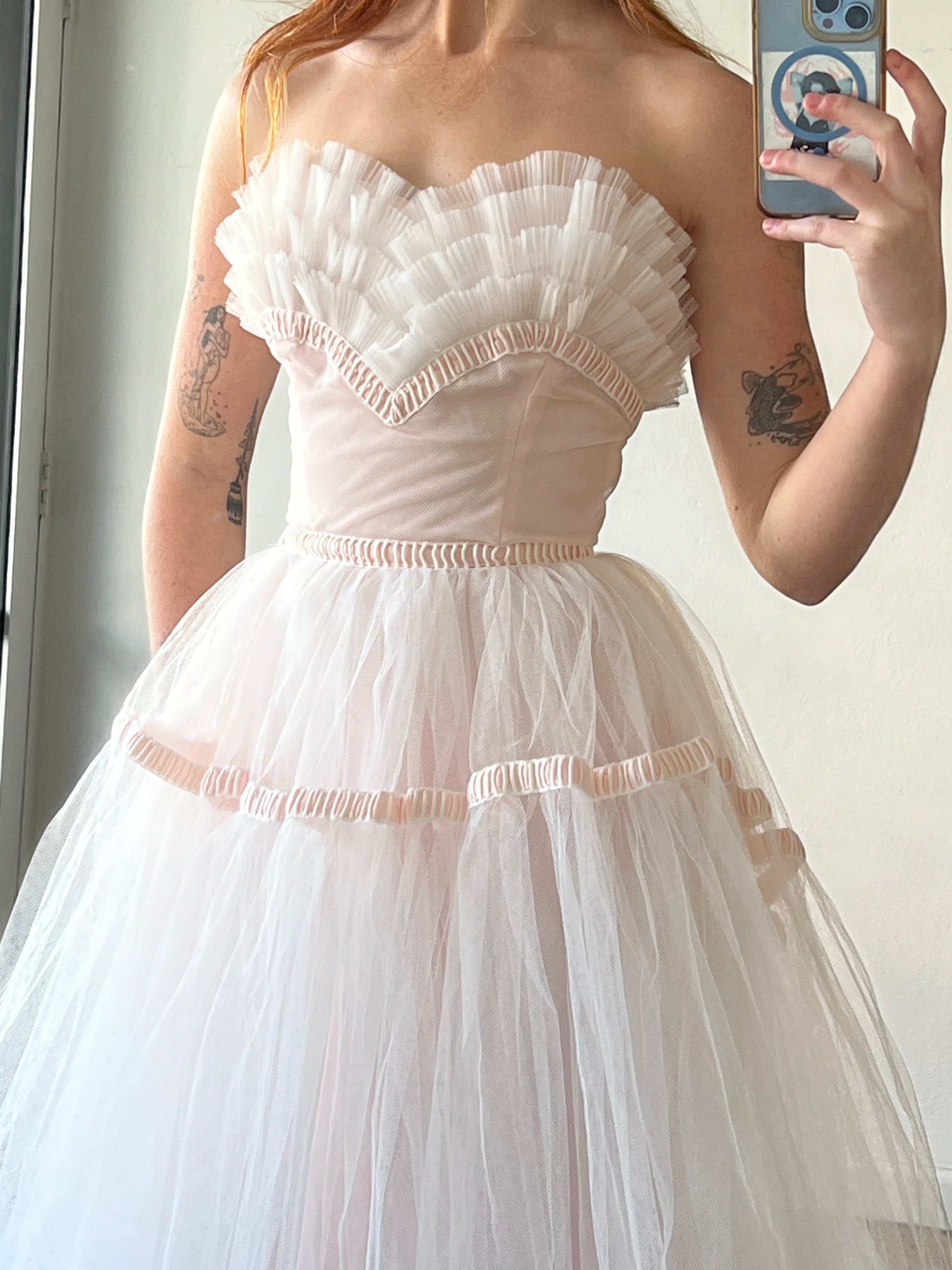 50s Baby Pink Tulle Ballerina Dress