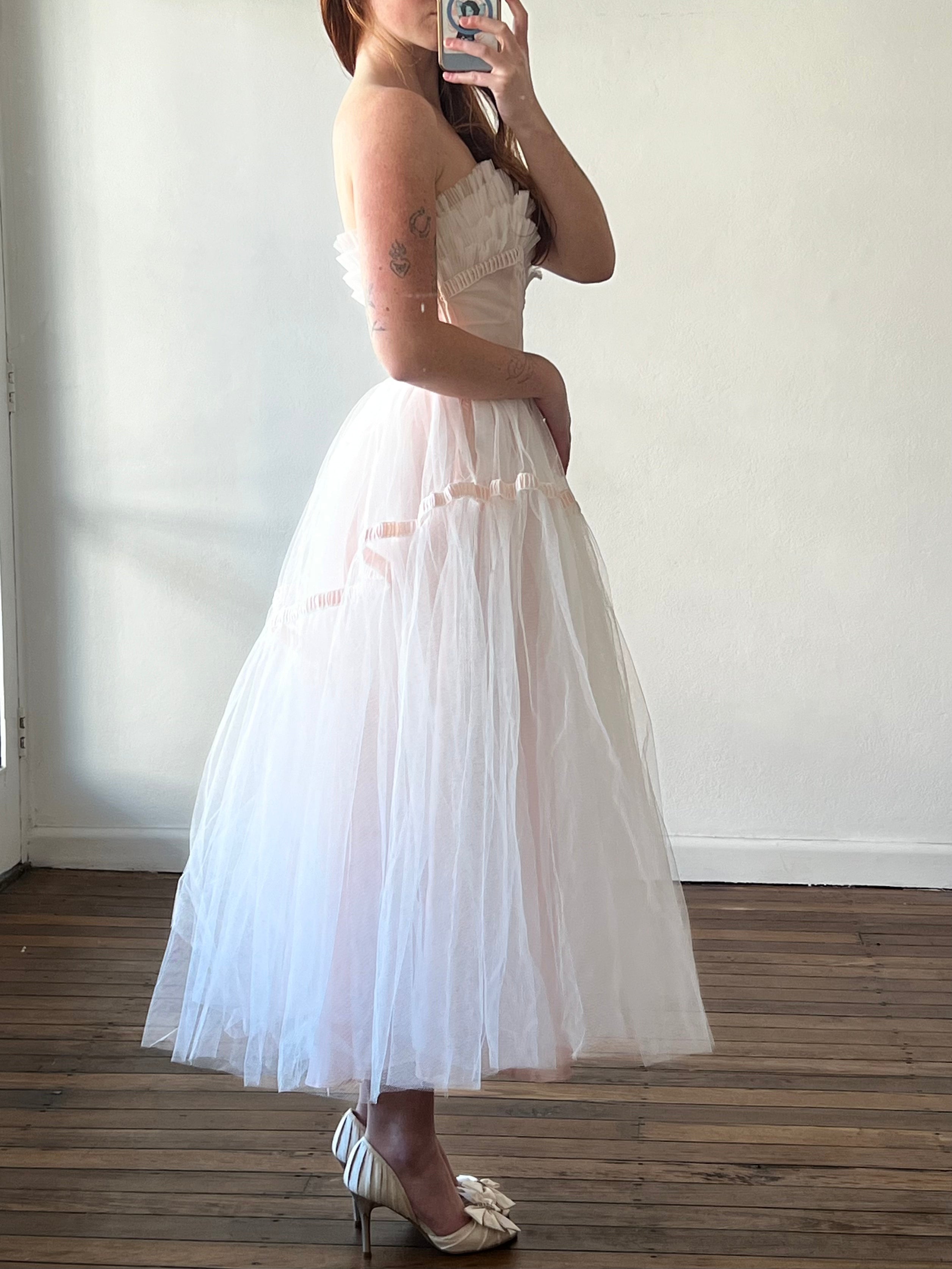 50s Baby Pink Tulle Ballerina Dress
