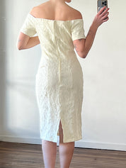 80s Lace Off-the-shoulder Bodycon Midi