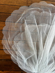 50s Elbow Length Pale Blue Scalloped Trim Veil