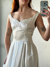 30s Liquid Silk Chantilly Lace Train Dress