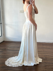 30s Liquid Silk Chantilly Lace Train Dress