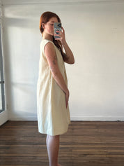 60s Art Deco Metallic Trim Neckline Shift Mini
