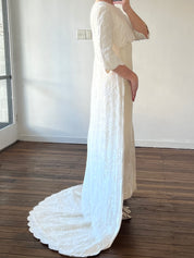 60s Silk Lace Detail Sheath Dress and Lace Scalloped Trim Overcoat