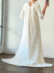 60s Silk Lace Detail Sheath Dress and Lace Scalloped Trim Overcoat