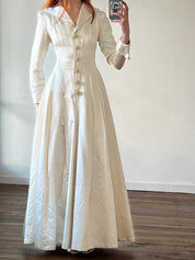 90s Duchess Silk Satin Button-up Dress