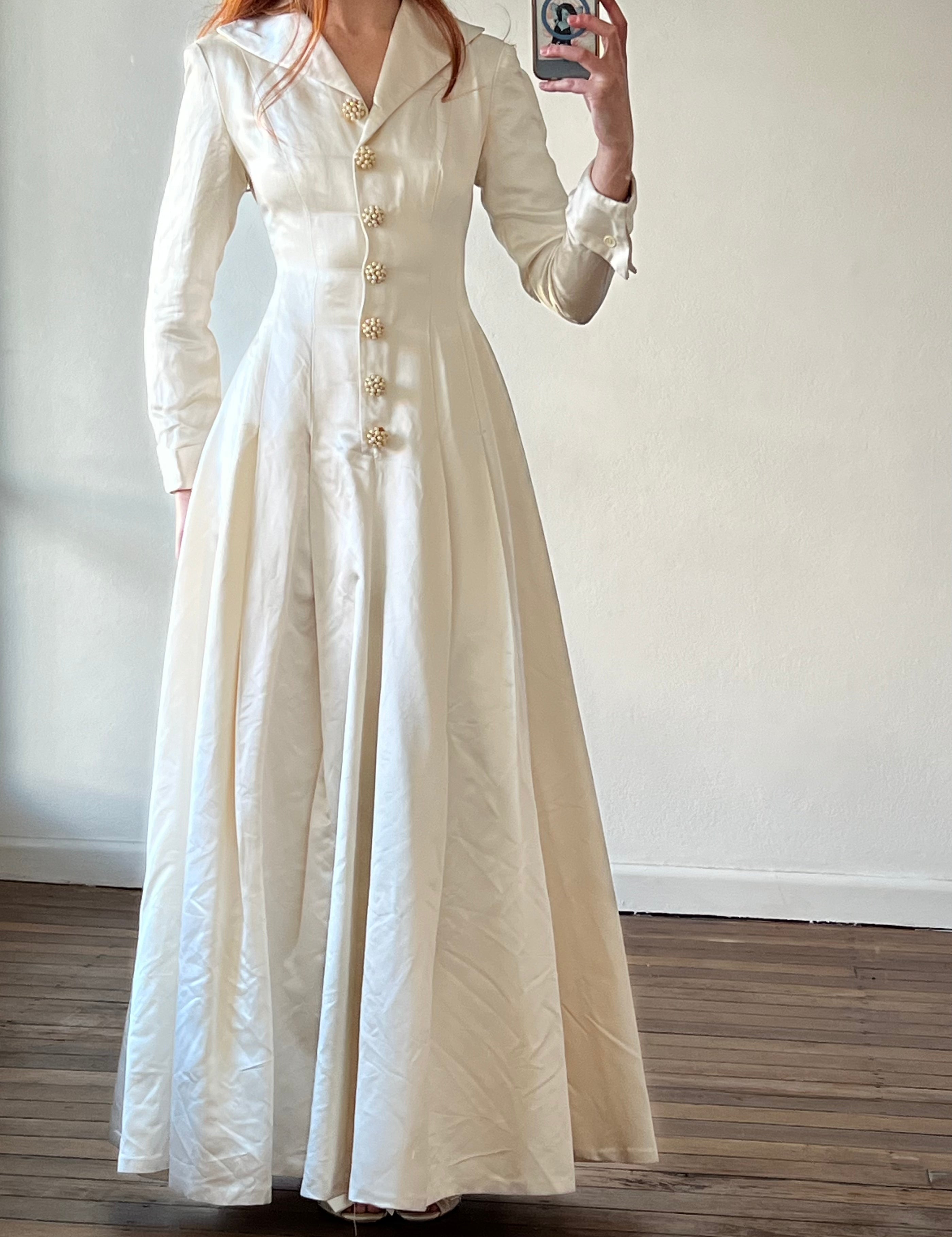 90s Duchess Silk Satin Button-up Dress – Fruitful Bridal