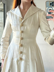 90s Duchess Silk Satin Button-up Dress