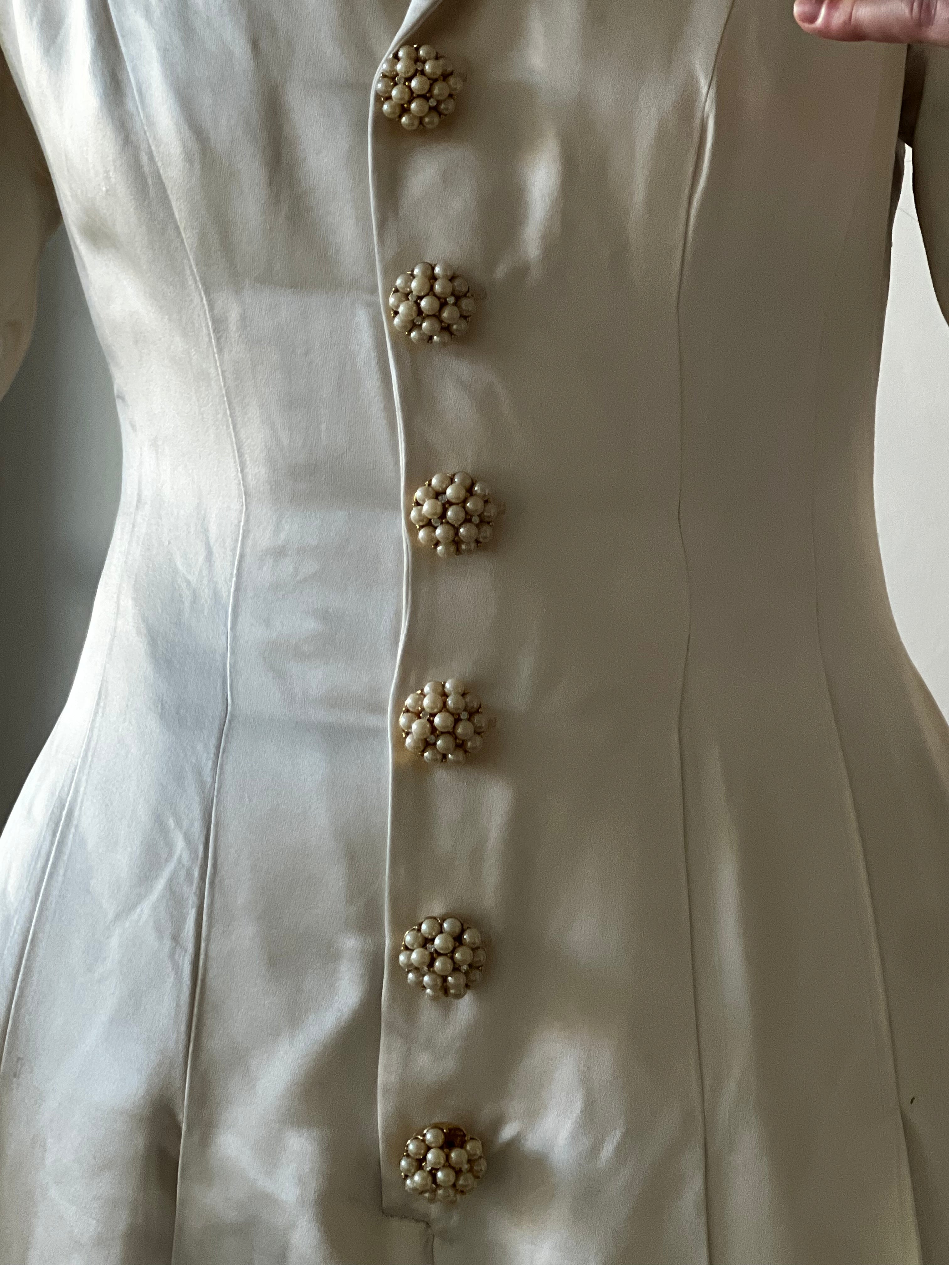 90s Duchess Silk Satin Button-up Dress