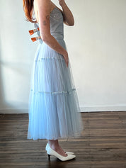 50s Periwinkle Strapless Tulle Ballerina Dress