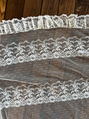 70s Lyon Lace Ruffle Trim Angel Cut Chapel Veil