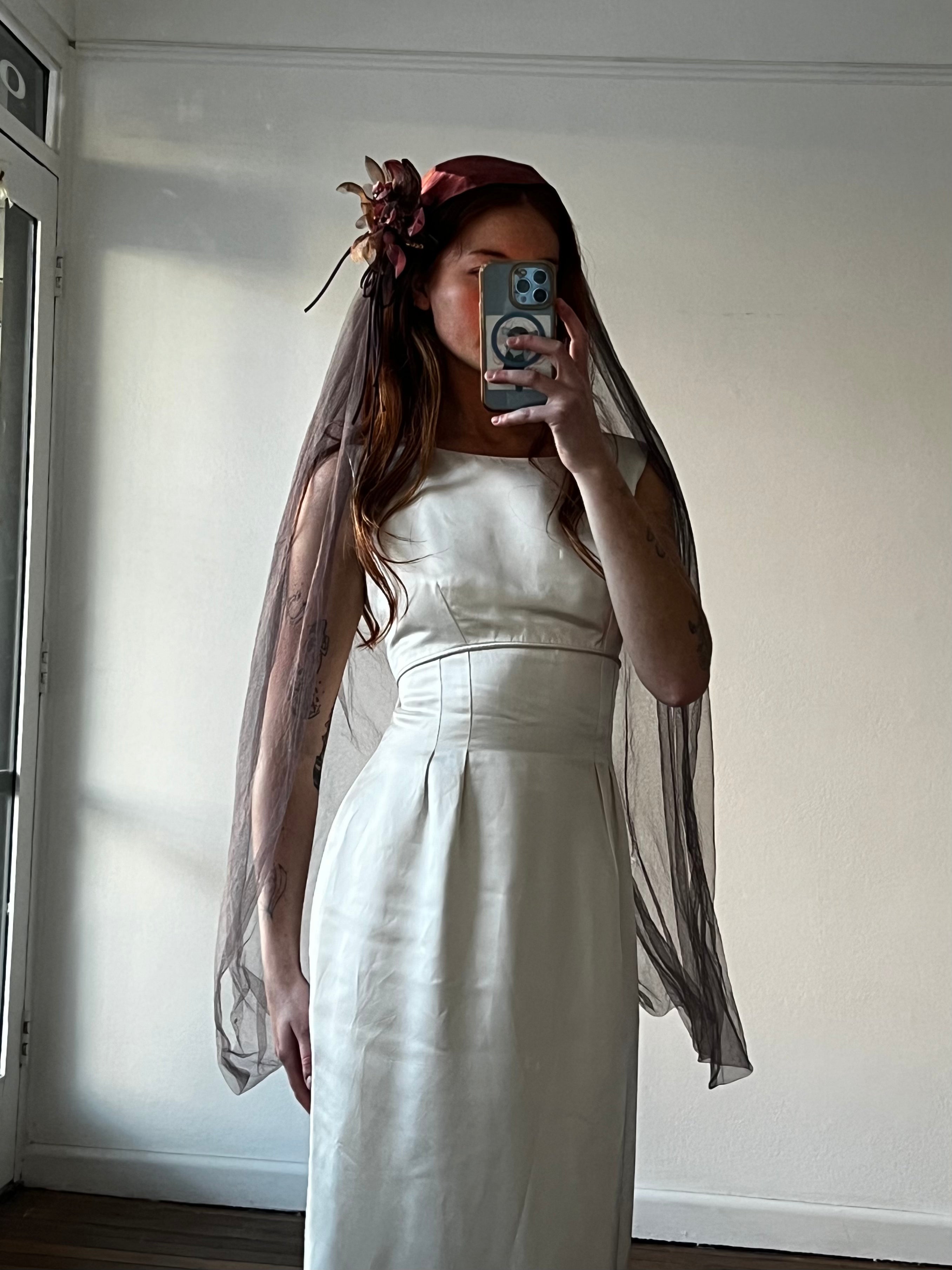 40s Plum Juliet Cap Veil