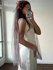 40s Plum Juliet Cap Veil