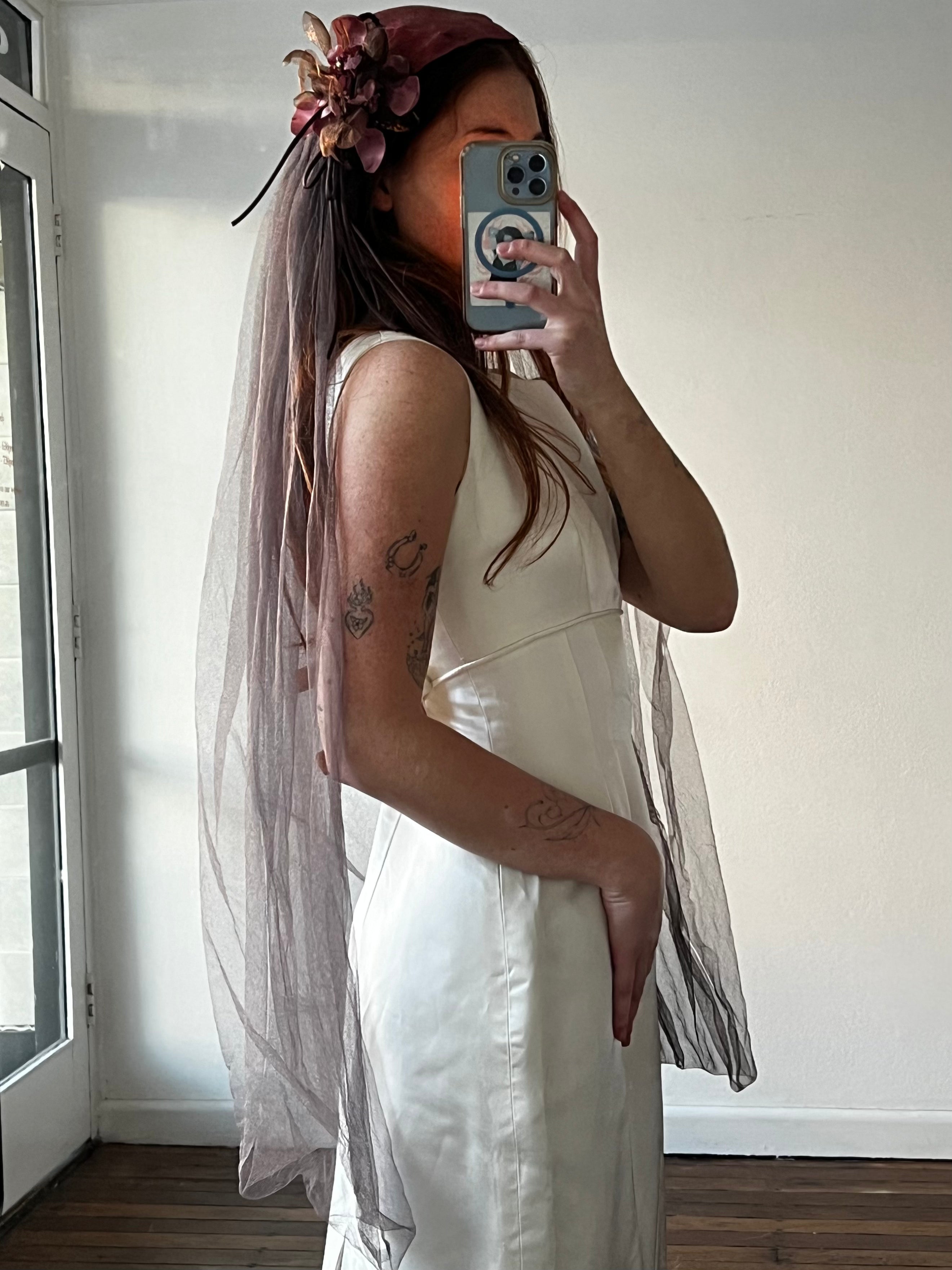 40s Plum Juliet Cap Veil