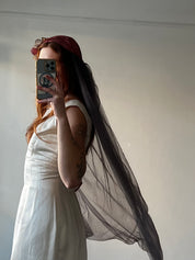 40s Plum Juliet Cap Veil