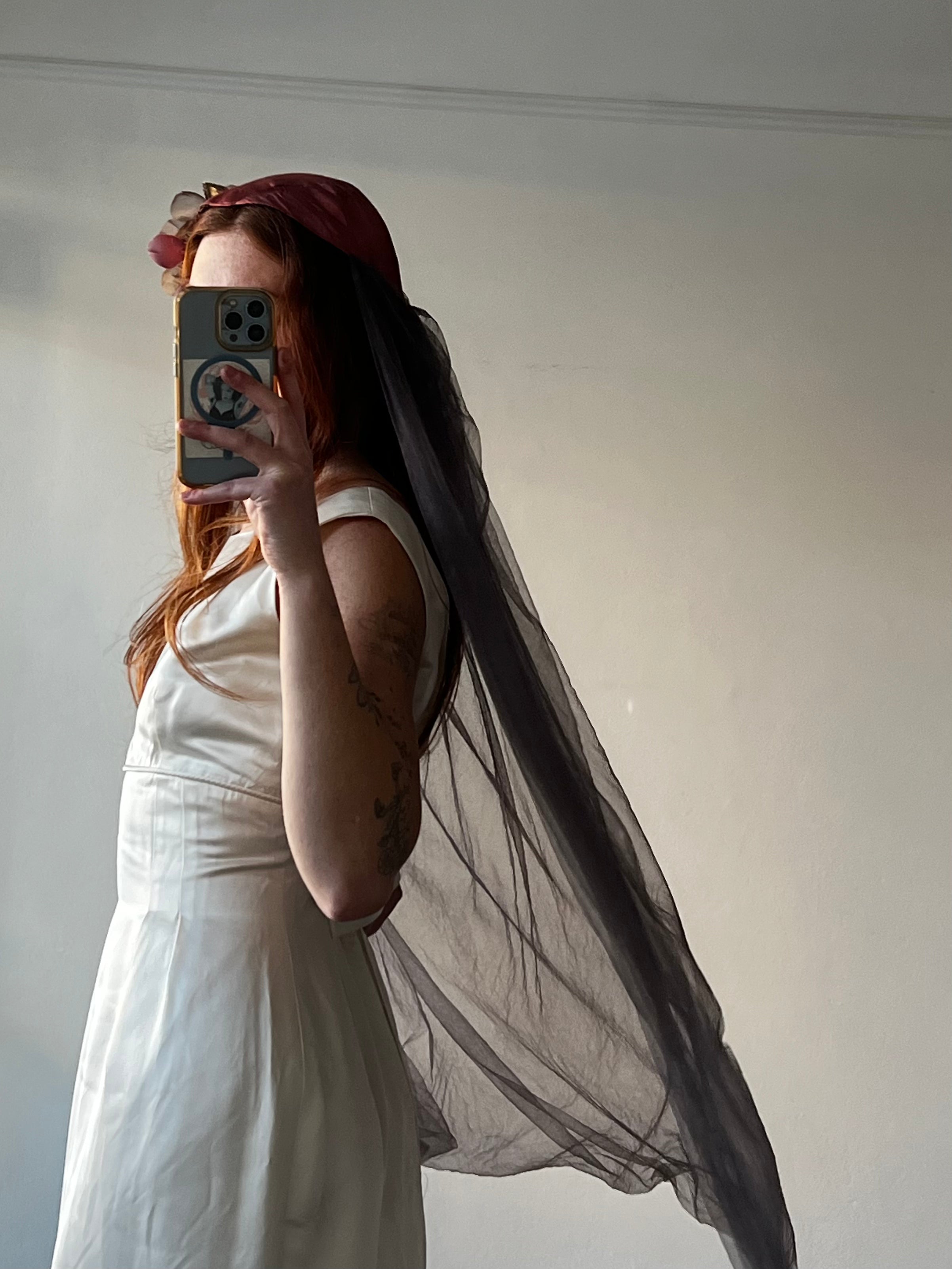 40s Plum Juliet Cap Veil